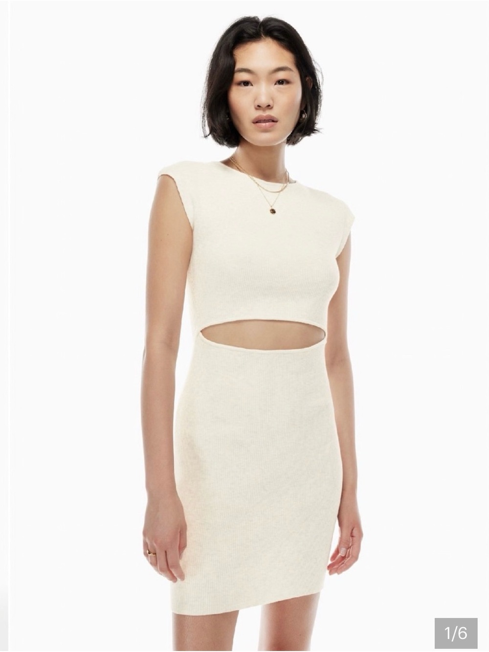Wilfred x Aritzia Cream Cutout Knit Mini Dress